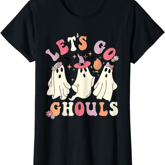 Amazon Tops - Let's Go Ghouls Halloween Ghost Retro Groovy T-Shirt, S - NWT